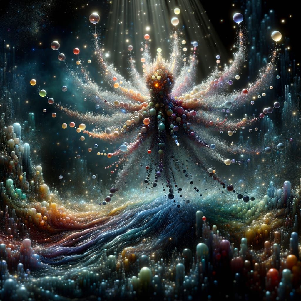 Ethereal Wanderer of Liquid Droplets and Oil Paint