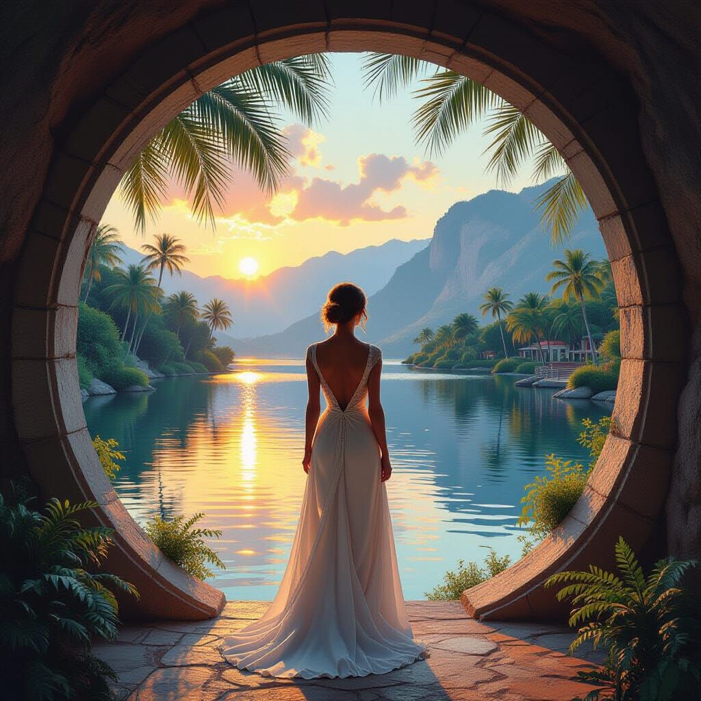 Sunrise Grotto View Inspired by Impressionism