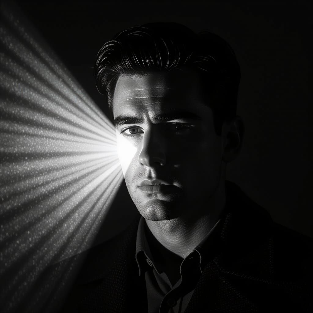 Dramatic Portrait in the Style of Film Noir