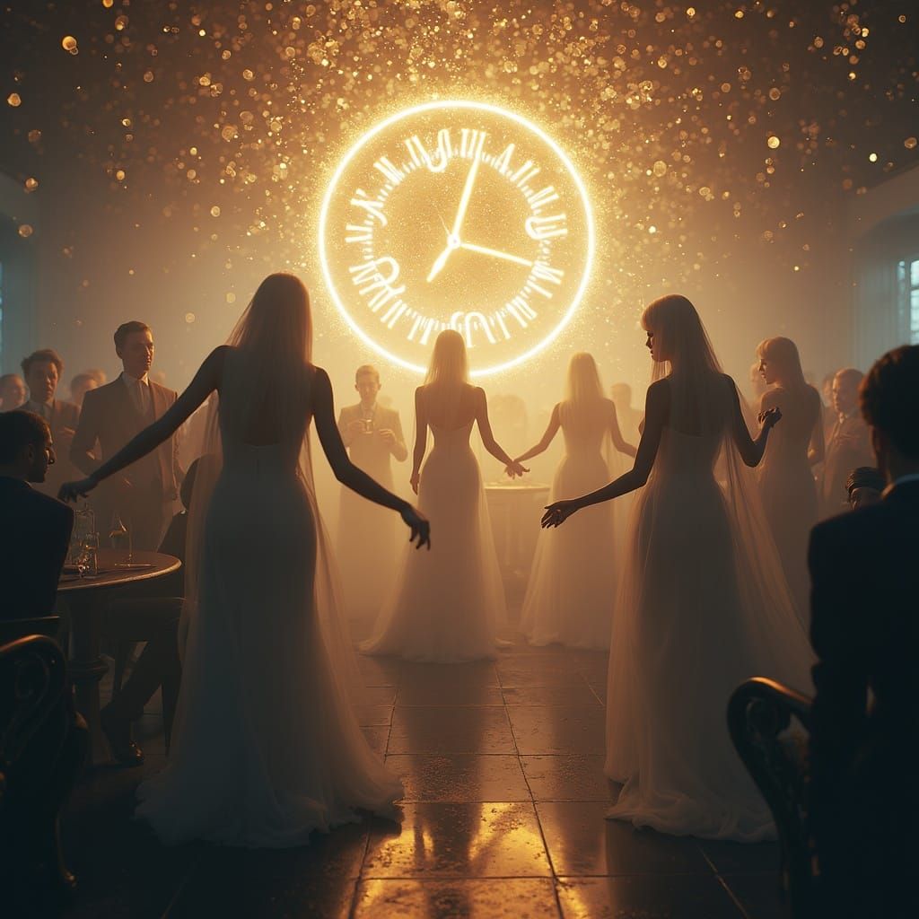 Ghostly New Year's Eve Party in Ethereal Fog