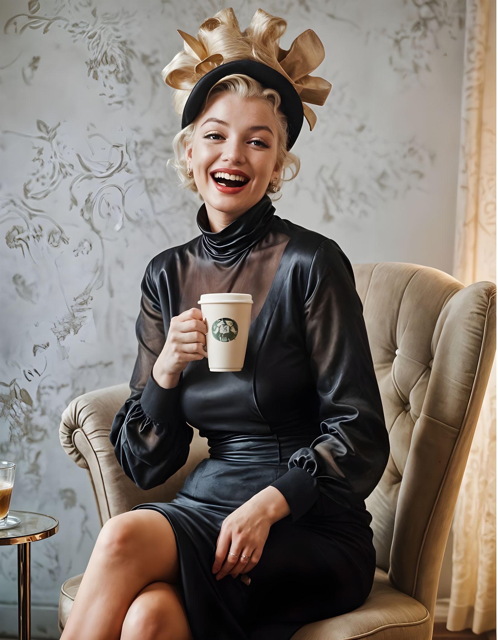 Marilyn Monroe Saluting with Coffee, Professional Photograph...