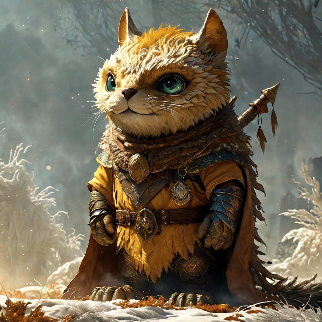 Furry Warrior in a Detailed Fantasy Painting