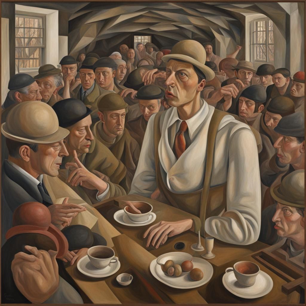 Surreal Scene Inspired by Stanley Spencer