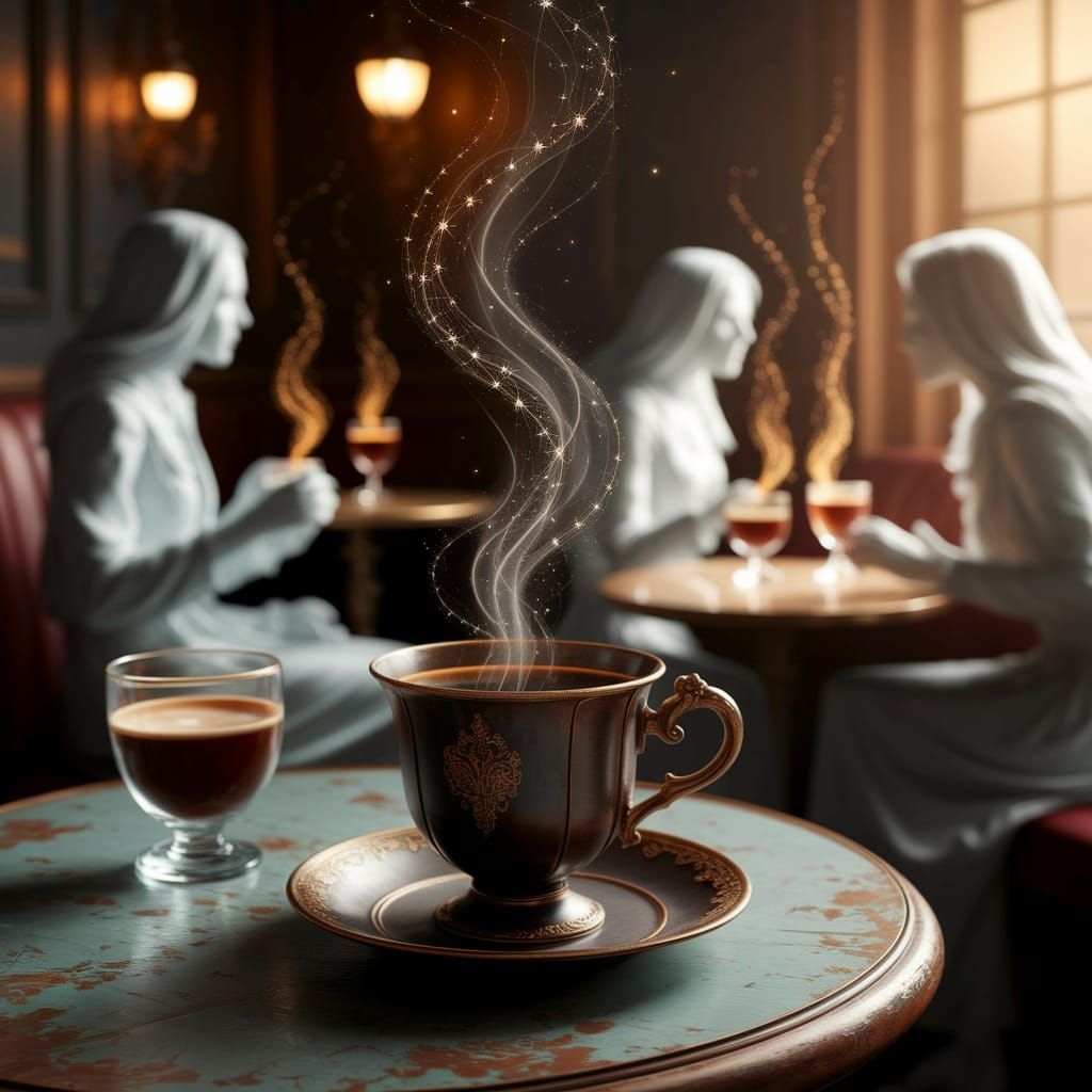 Enchanted Coffee Cup with Steaming Constellations