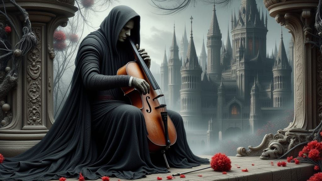 Grim Reaper Performs Haunting Cello Concerto in Gothic Castl...