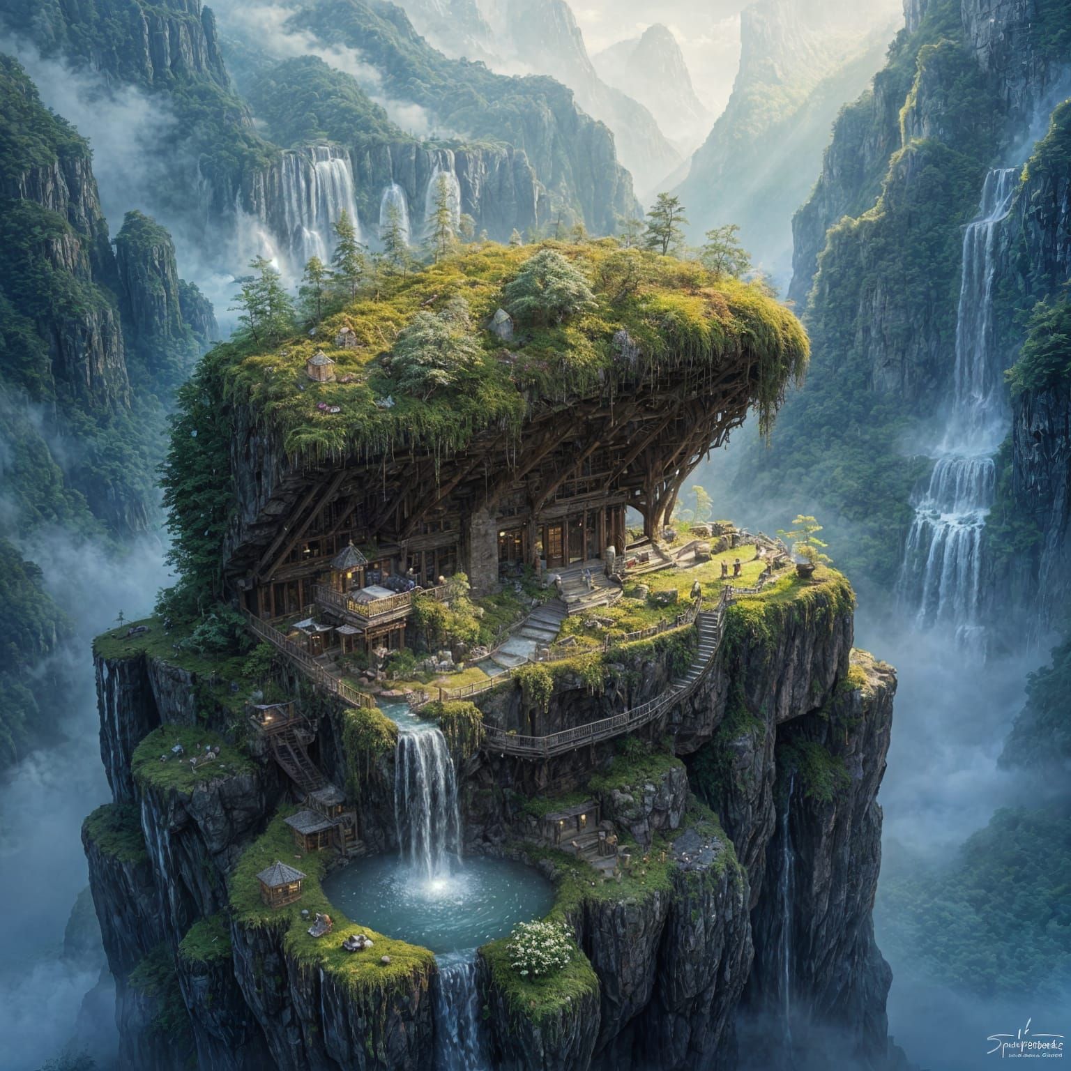 Ancient Treasure Chest with Glowing Flora on Mountaintop