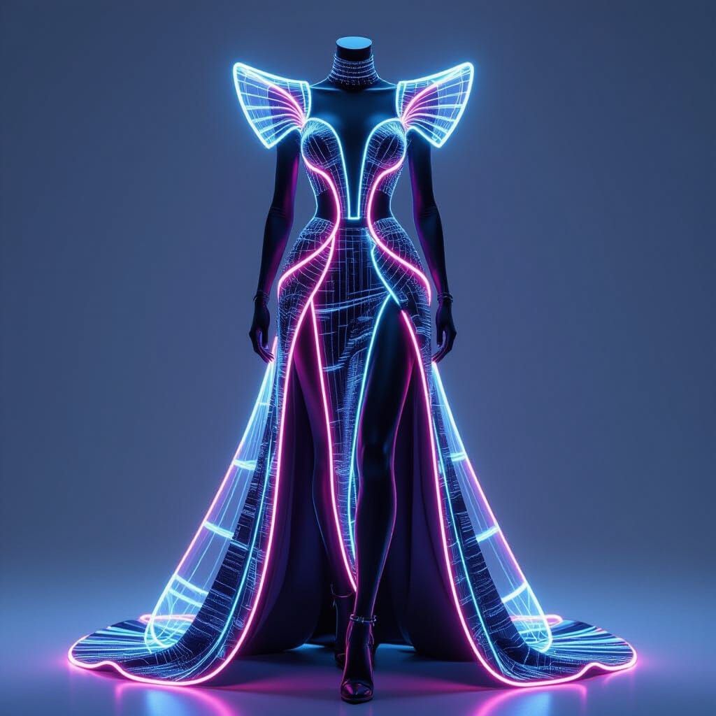 Futuristic Haute Couture: Illuminated Glass Outfit