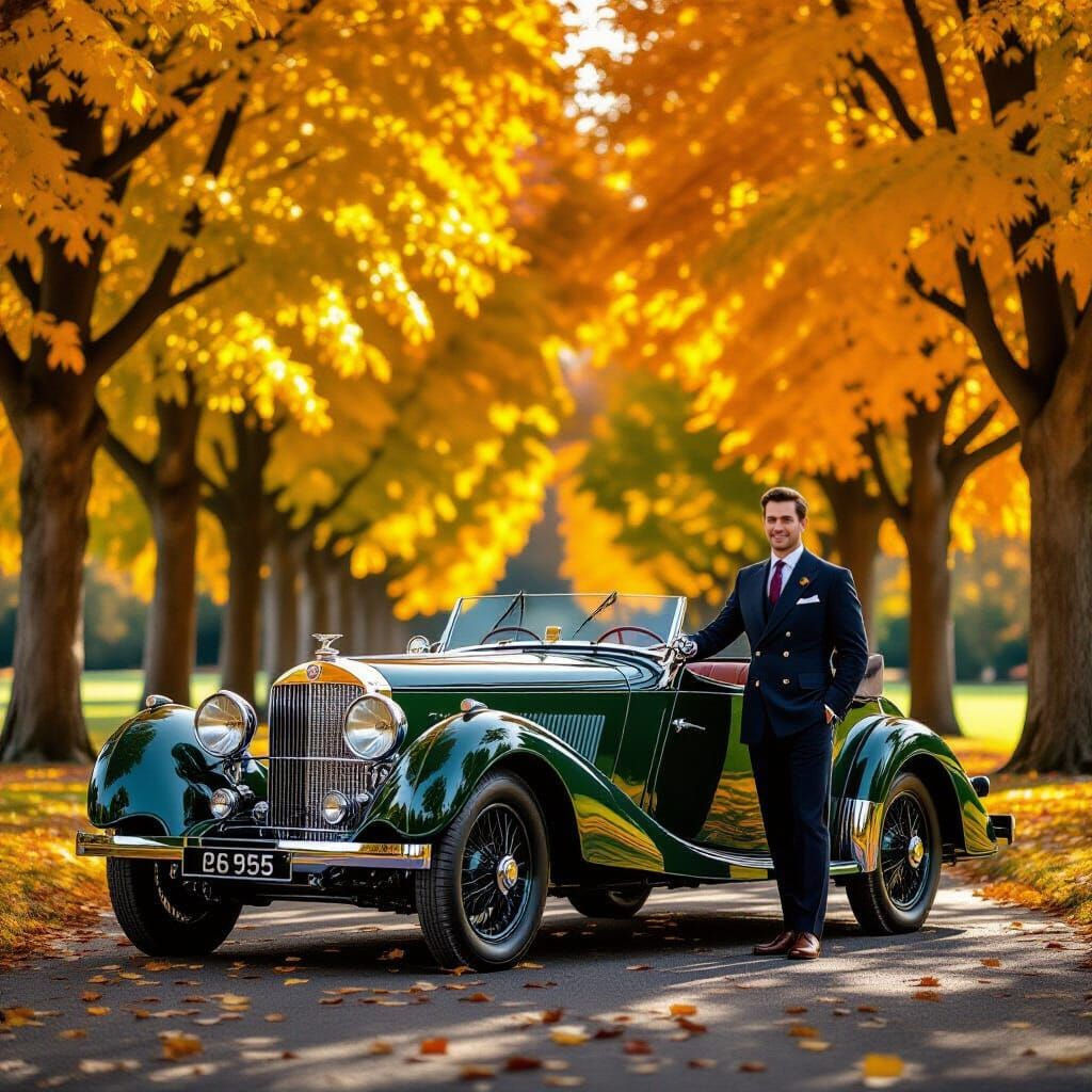 Vintage Lagonda LG45 Rapid in Autumn Avenue