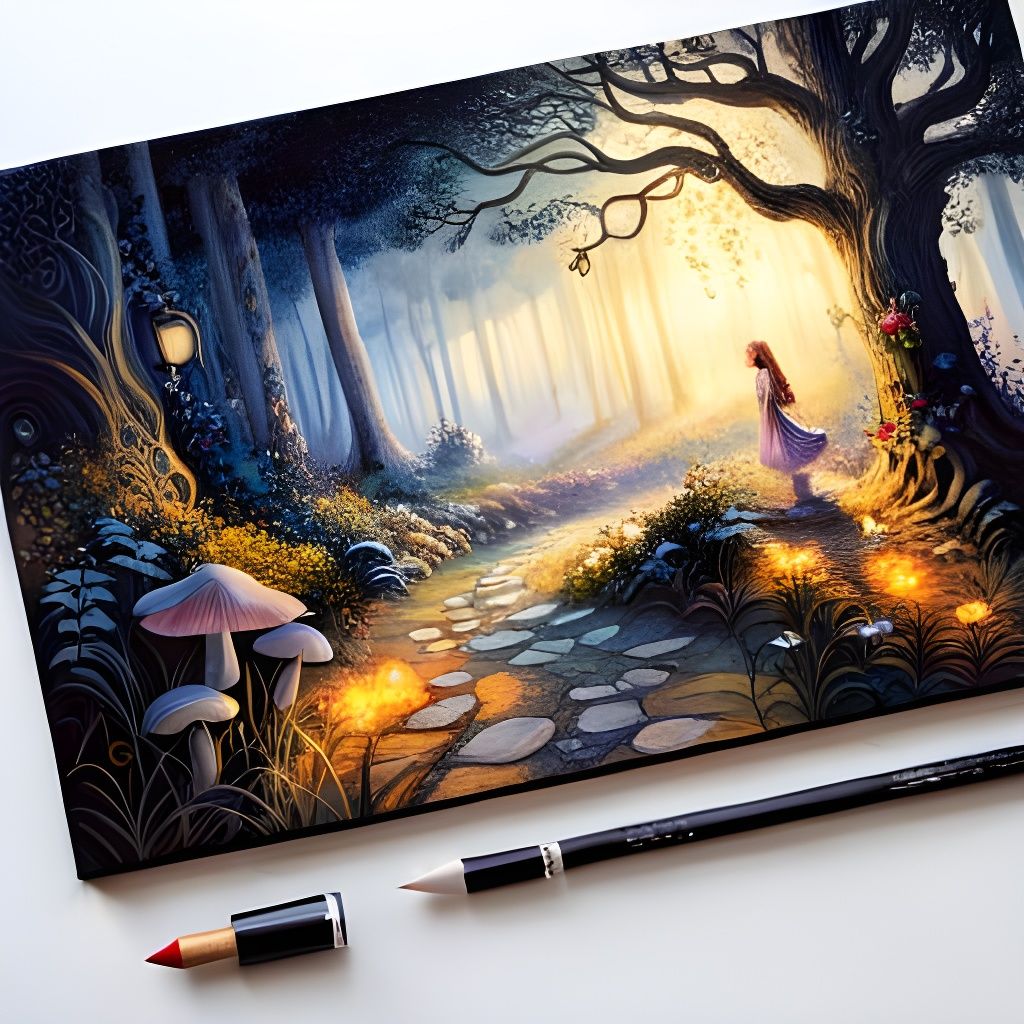 Enchanted Fae Road in Ornate Woodland Illustration