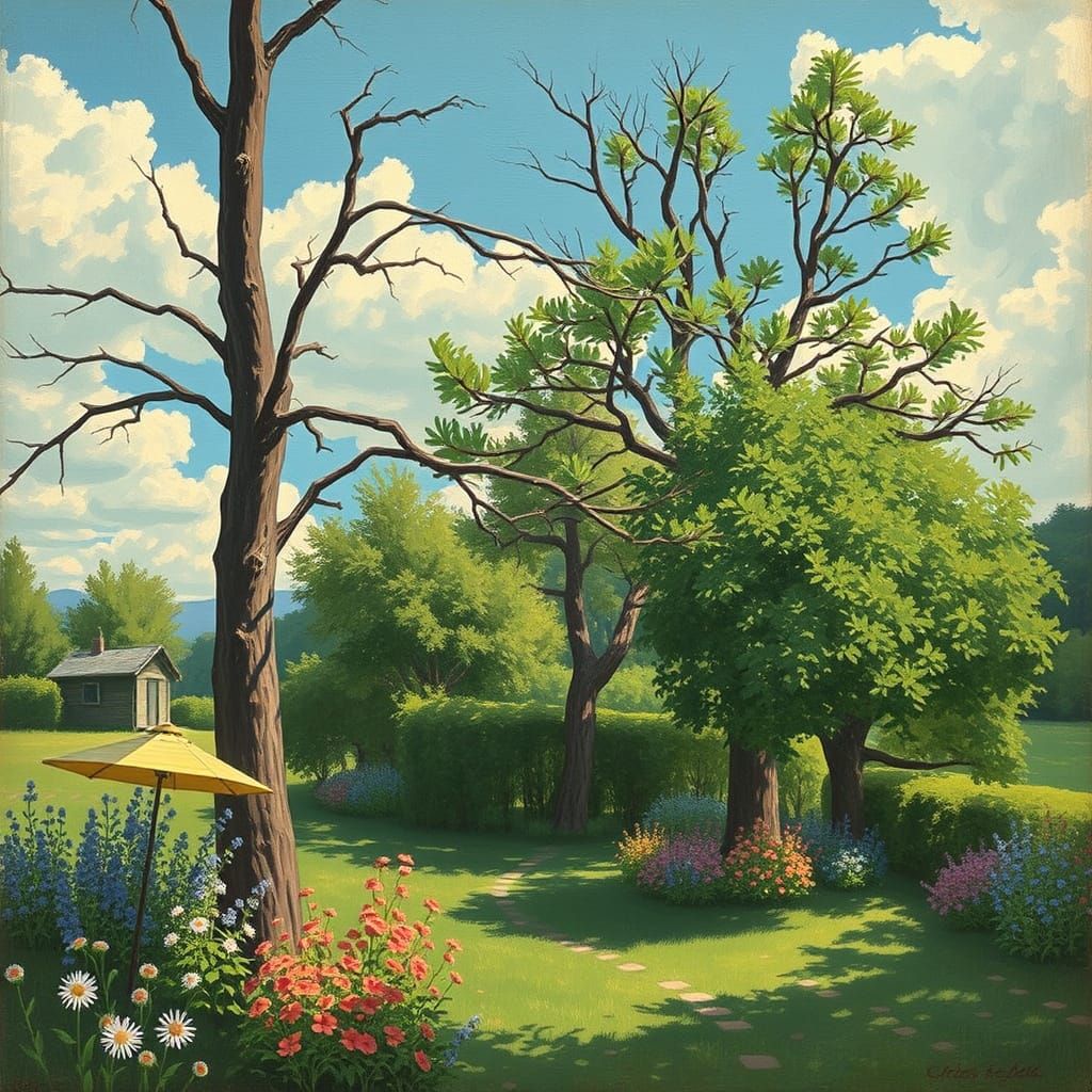 Vibrant Summer Landscape in Expressionist Style