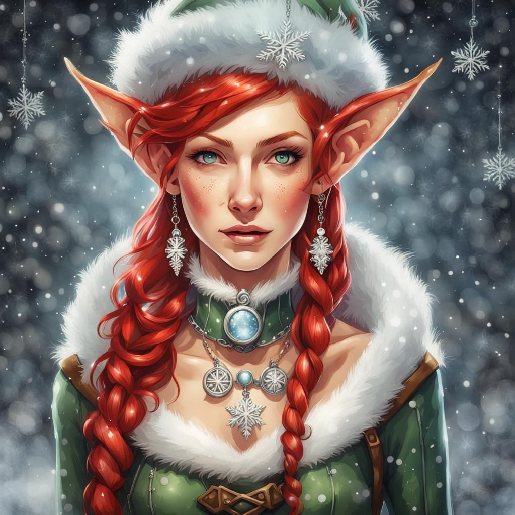Steampunk Christmas Elf with Ice Necklace
