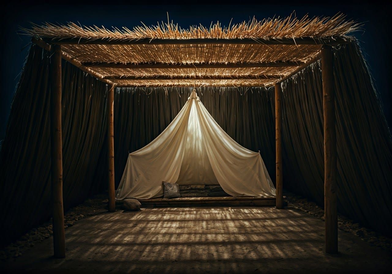 Building a Sukkah: A Cinematic Film Still