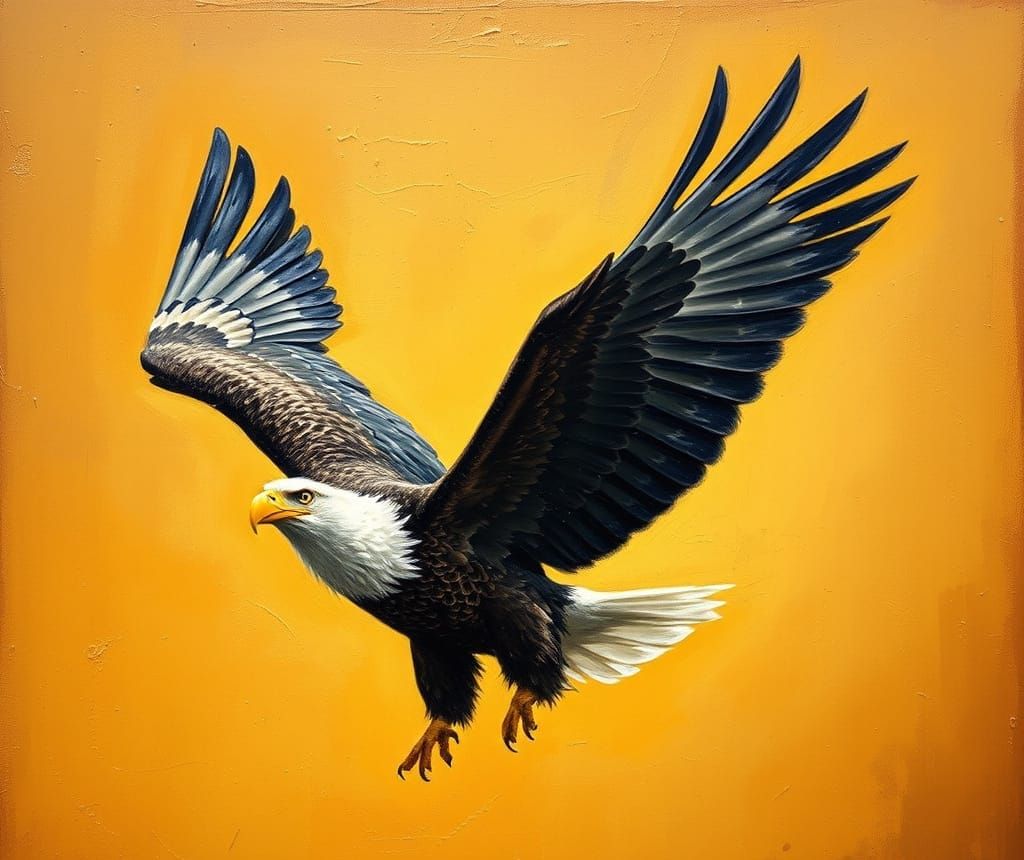 Majestic Bald Eagle Impasto Painting