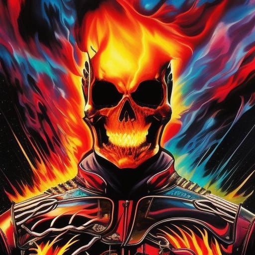 Ghost Rider Portrait in Vivid Comic Book Art