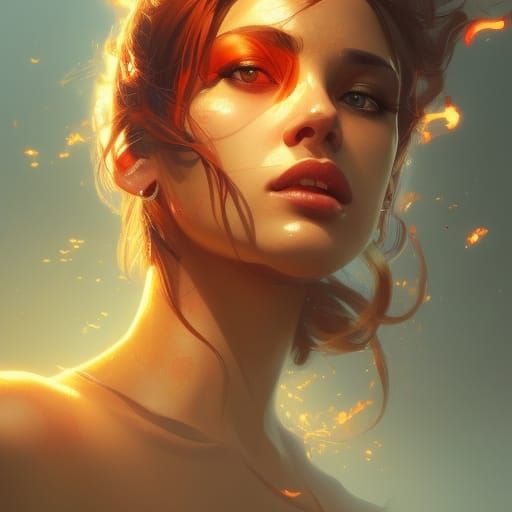 Fiery Portrait in Digital Art Style