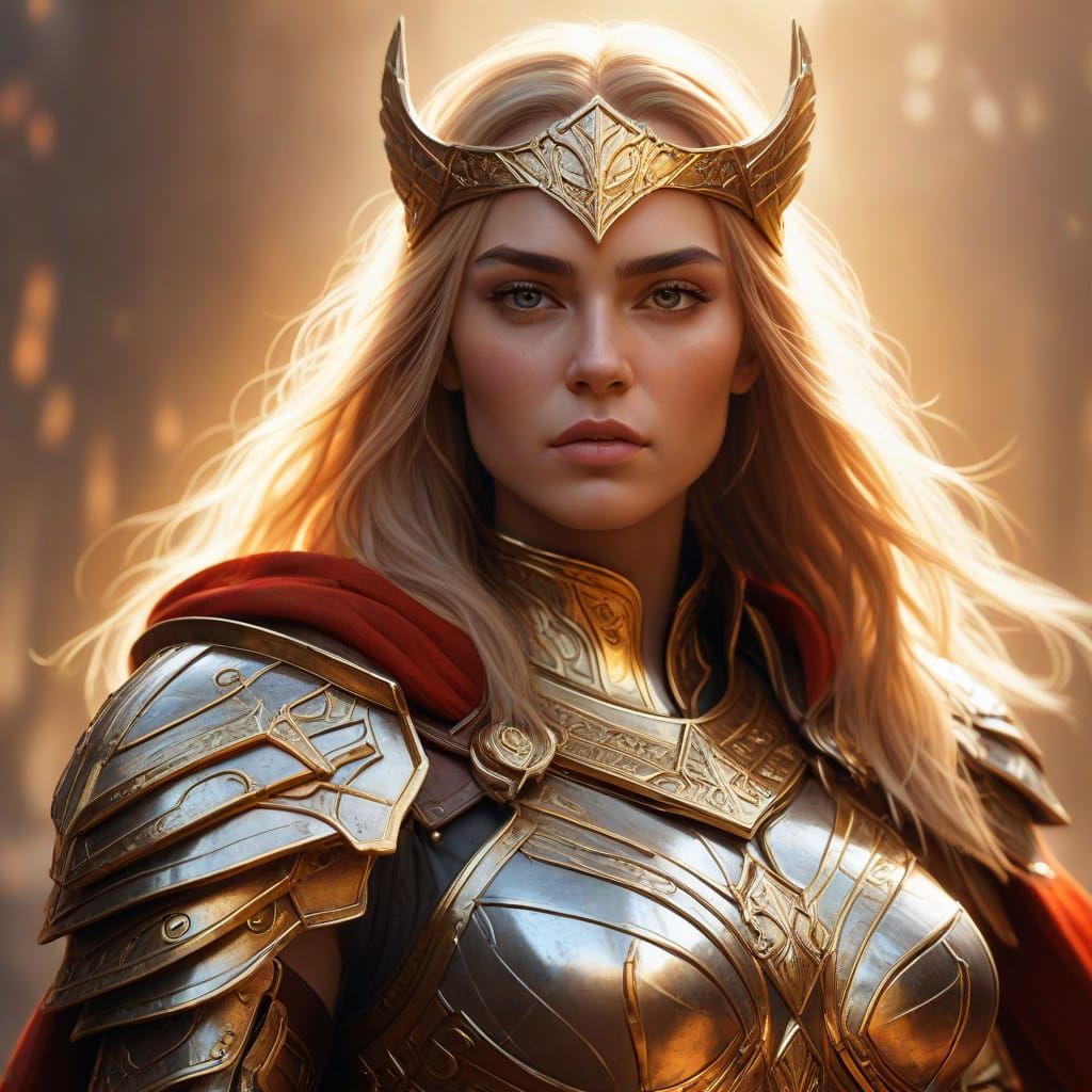 Valkyrie Warrior Woman in Golden Armor Concept Art
