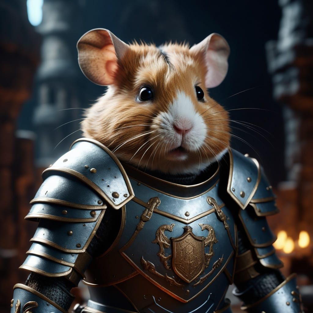 Fantastical Hamster Knight in Armor