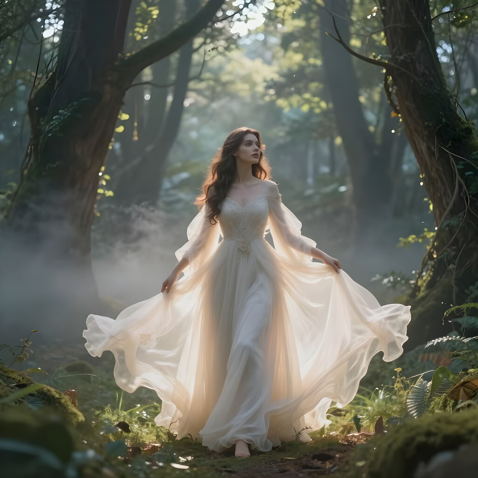 Ethereal Fantasy Lady in Misty Light