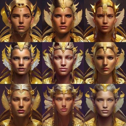 Futuristic Angelic Model with Gold Accessories