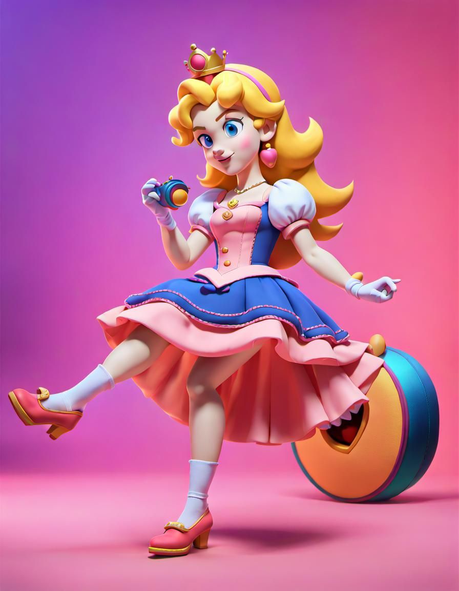 Princess Peach Sewing Shoes: 3D Digital Art