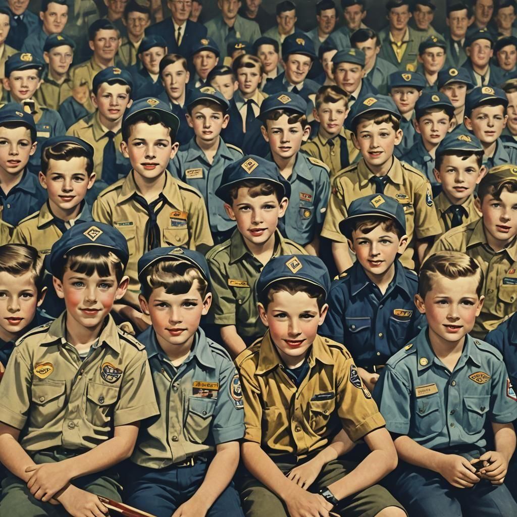 Cub Scout Pack Meeting in 1950s, Abstract Art