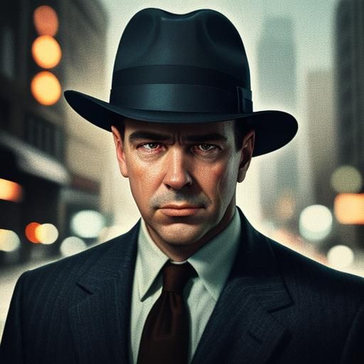 1950s Private Eye Portrait in Film Noir Style