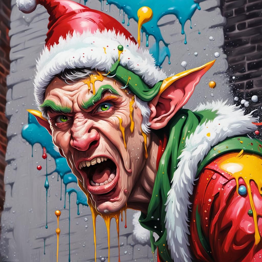 Angry Elf in Graffiti Street Art Style