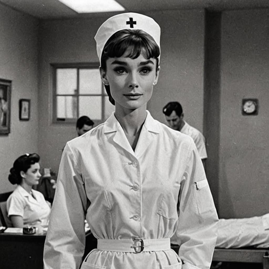Audrey Hepburn as a Strict Nurse