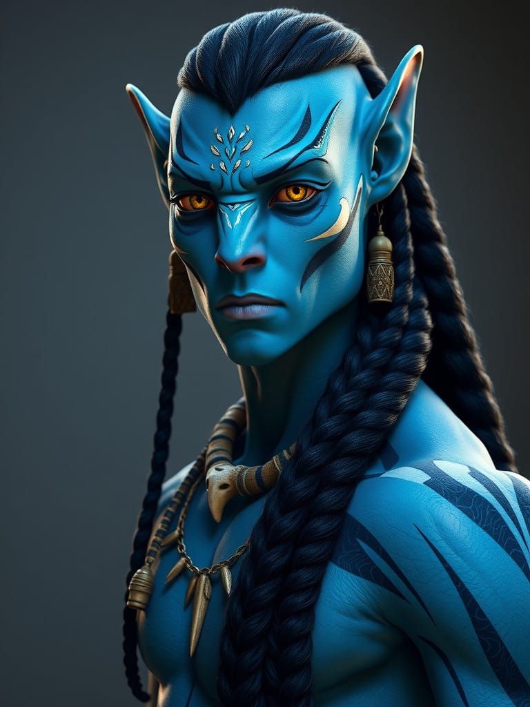Majestic Blue Na'vi Male with Tribal Elegance