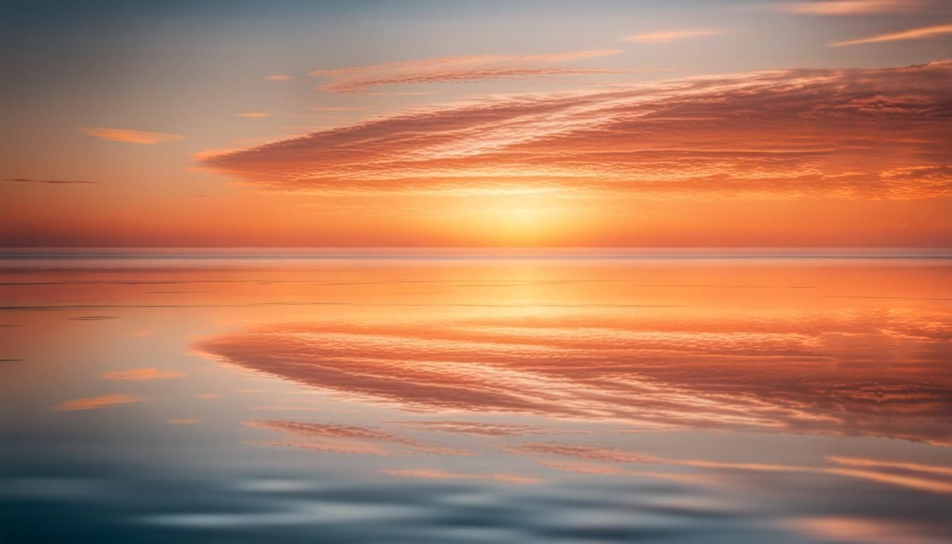 Warped Sunrise Mirrored in Calm Sea Photography