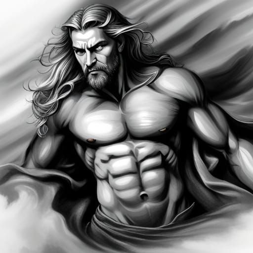 God Lugh Charcoal Portrait in Dark Fantasy Style