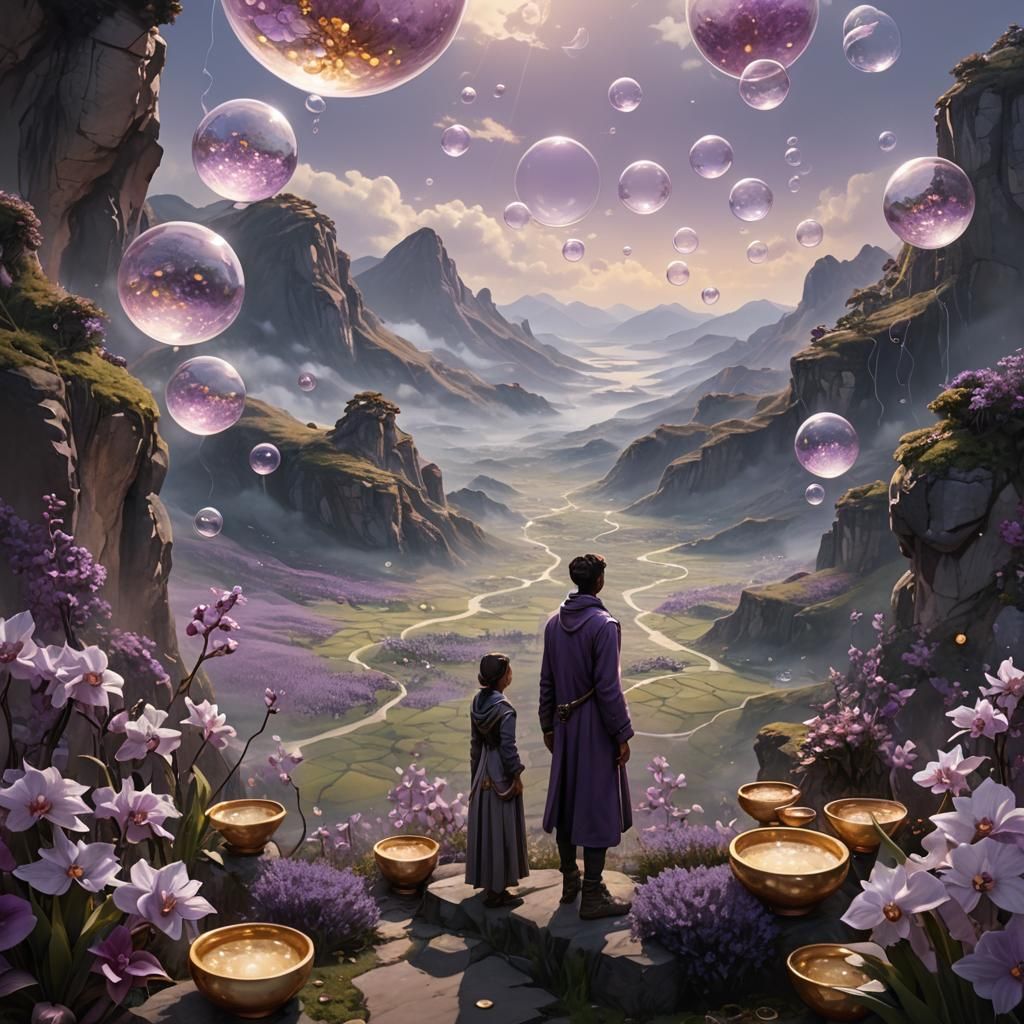 Dreamlike Orchid Landscape in Pastel Colors