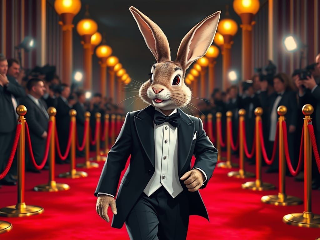 Glamorous Rabbit in Classic Hollywood Style