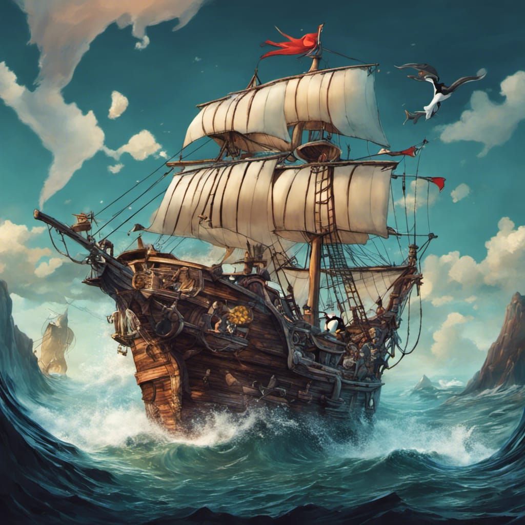 Penguin Pirate Captain Hook Cartoon