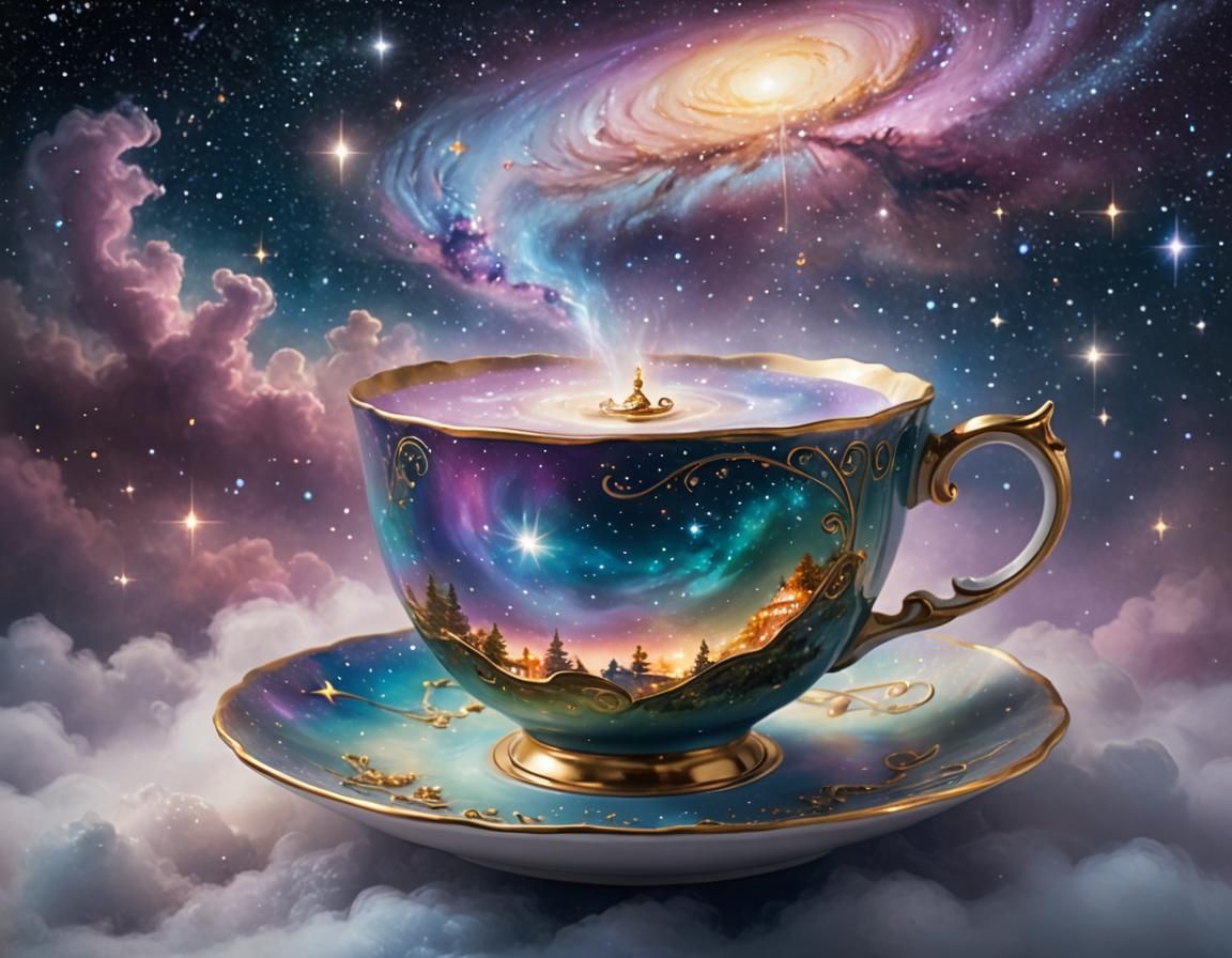 Ethereal Teacup Floating in the Milky Way