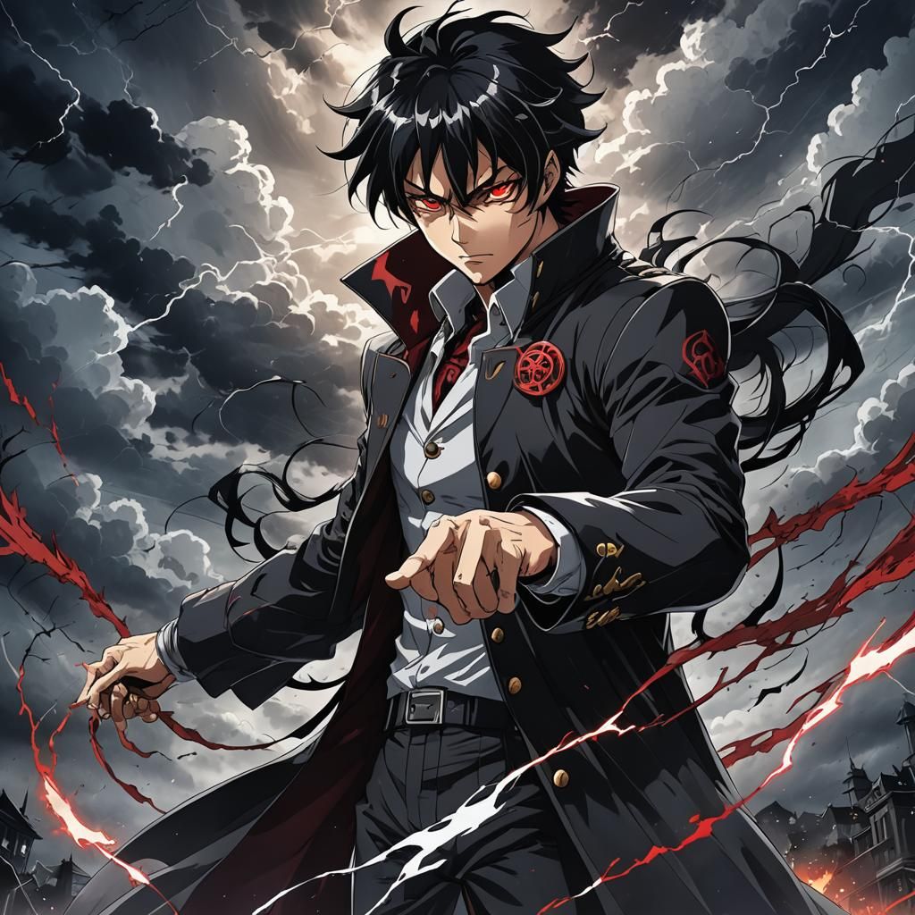 Ominous Anime Villain Key Visual in 2D Style