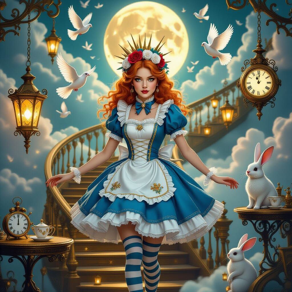 Alice in Wonderland Surreal Dreamscape in Fantasy Style