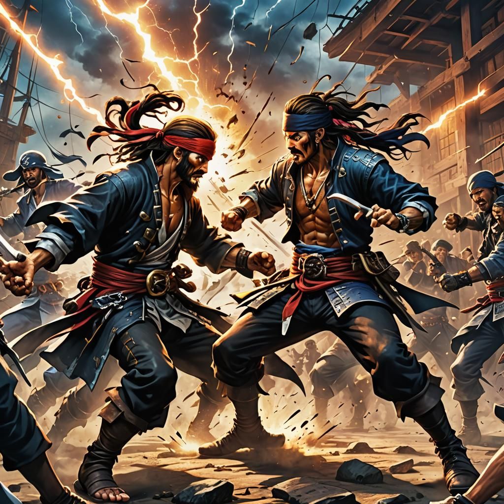Pirates and Ninjas Clash in Manga Style