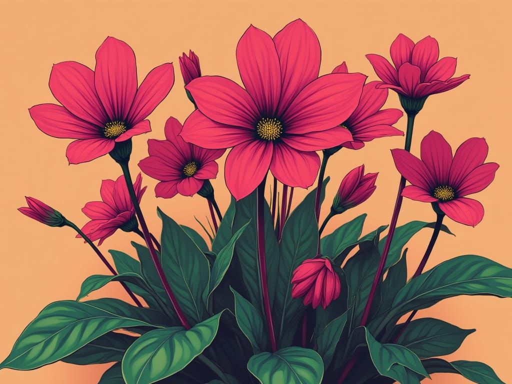 Vibrant Pop Art Portrait of Oxalis Triangularis