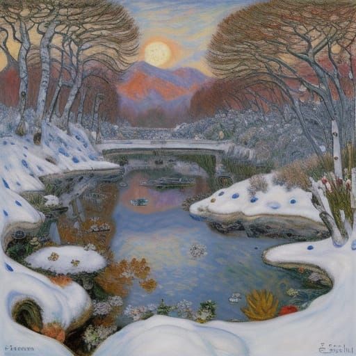 Dreamlike Winter Landscapes in Expressionist Style