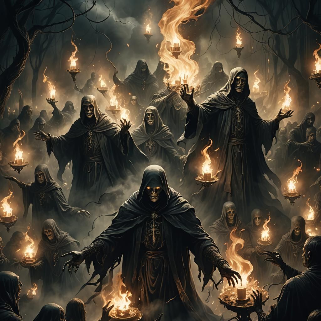 Eerie Ghosts Enveloped in Mystical Flames