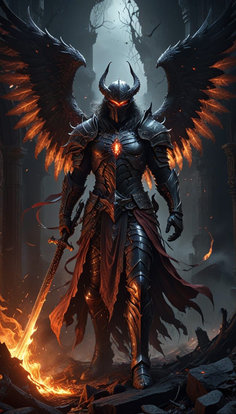 Majestic Fallen Angel Samael in Hyperrealistic Portrait