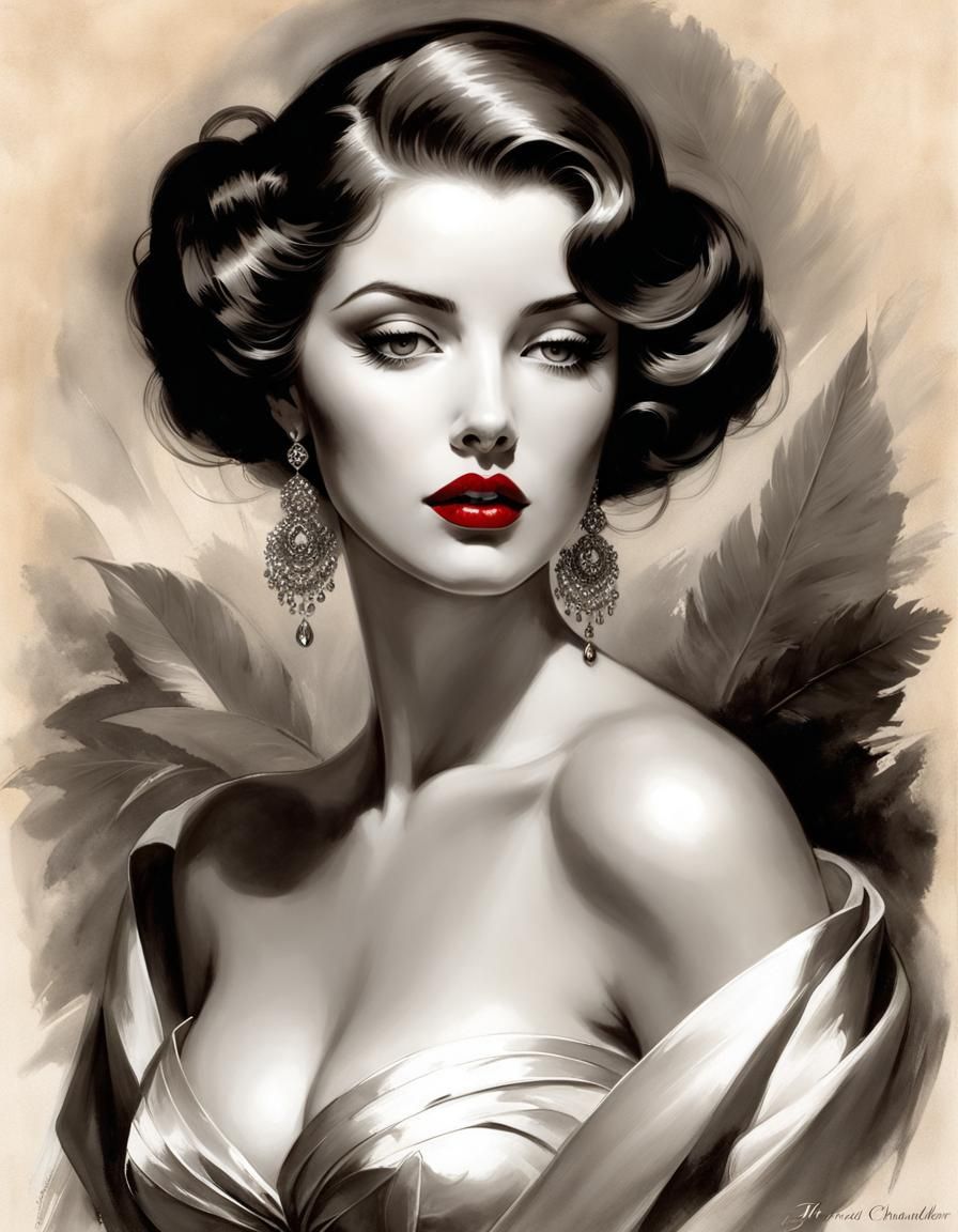 Monochrome Portrait in Grisaille Style