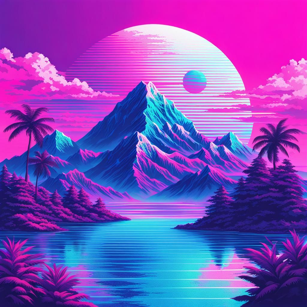 Vaporwave Dreamscape: Retro-Futuristic Art