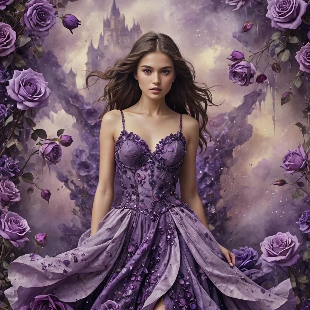 woman with a flowing purple dress