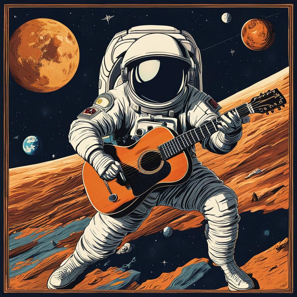 Astronaut Guitarist: A Movie Poster in Space