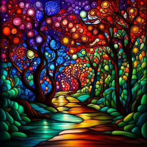 Neurographic Stained Glass Masterpiece with Alcohol Ink