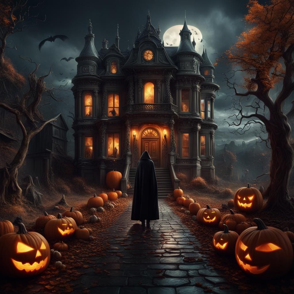 Dramatic Trick or Treat Scene: Digital Matte Painting
