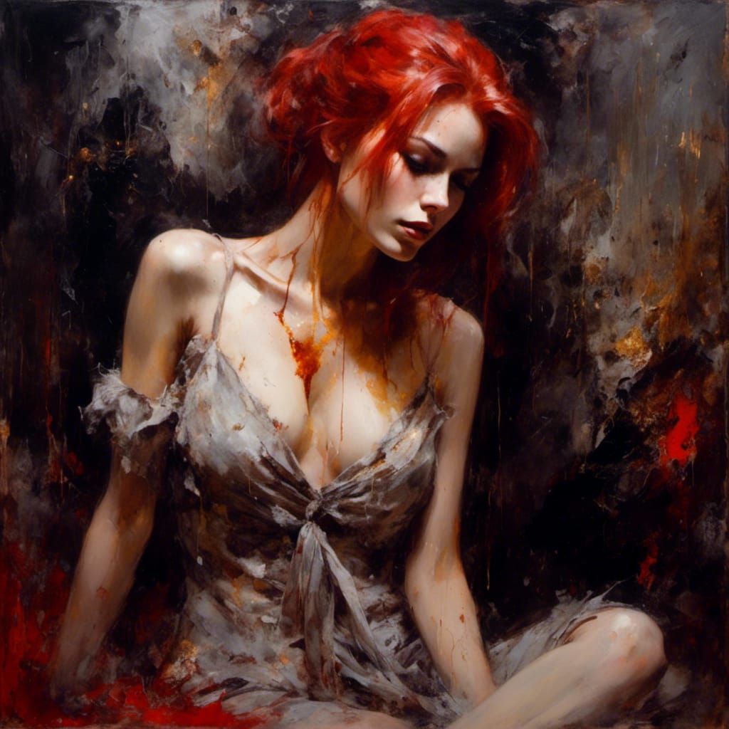 Gothic Noir: A Macabre Oil Painting