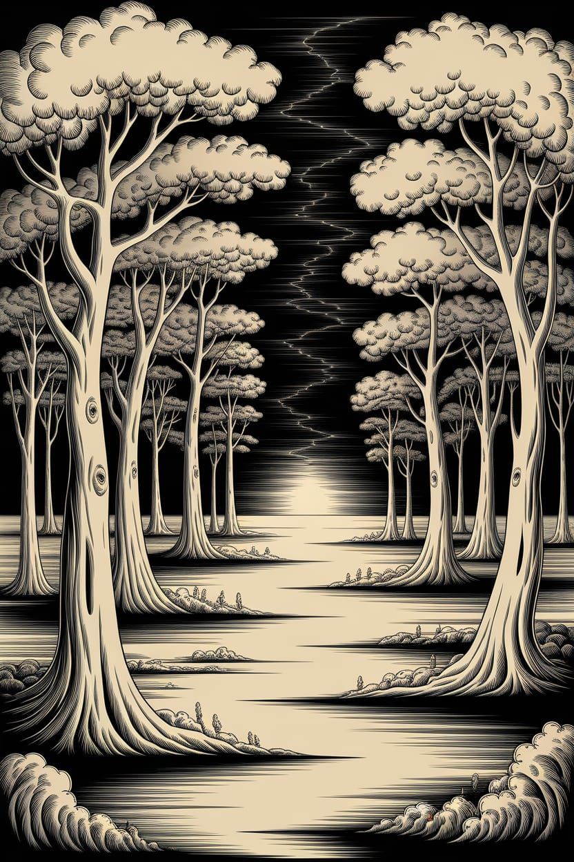 Foggy Negative Space Forest